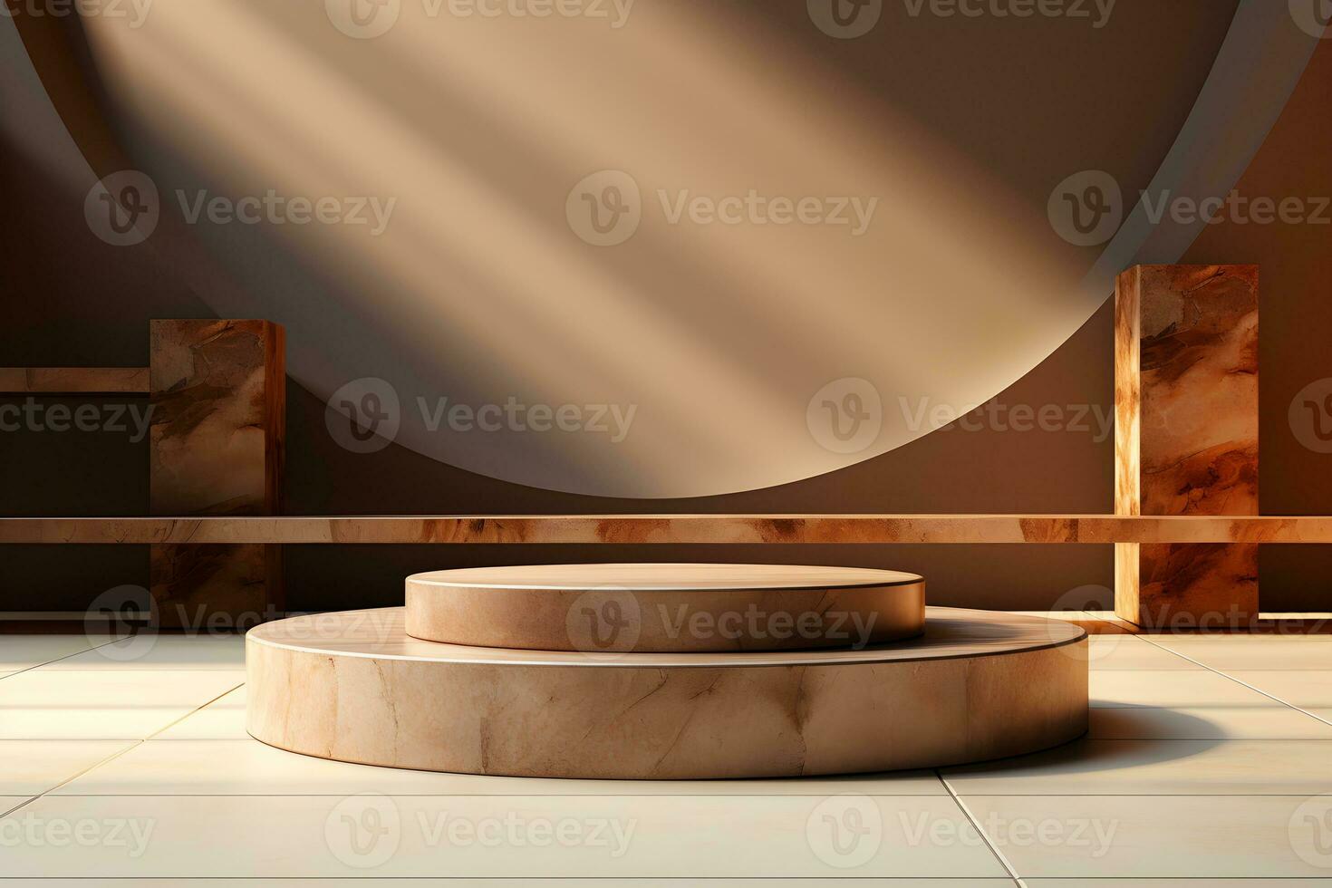 3D realistic podium for product shooting with a lot of space to put a product with Abstract scene concept AI Generative Illustration. photo