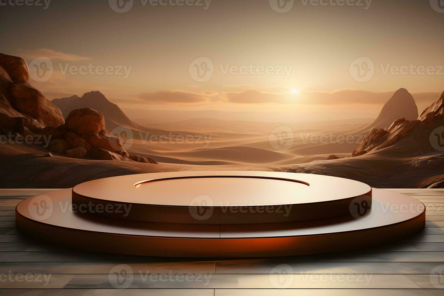 3D realistic podium for product shooting with a lot of space to put a product with Abstract scene concept AI Generative Illustration. photo