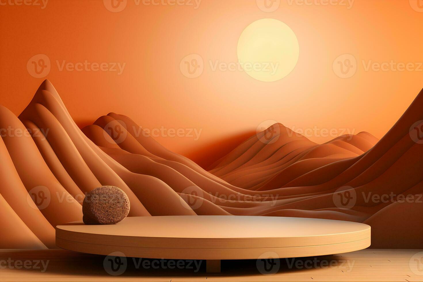 3D realistic podium for product shooting with a lot of space to put a product with Abstract scene concept AI Generative Illustration. photo