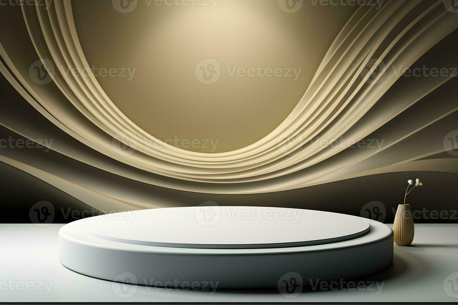 3D realistic podium for product shooting with a lot of space to put a product with Abstract scene concept AI Generative Illustration. photo