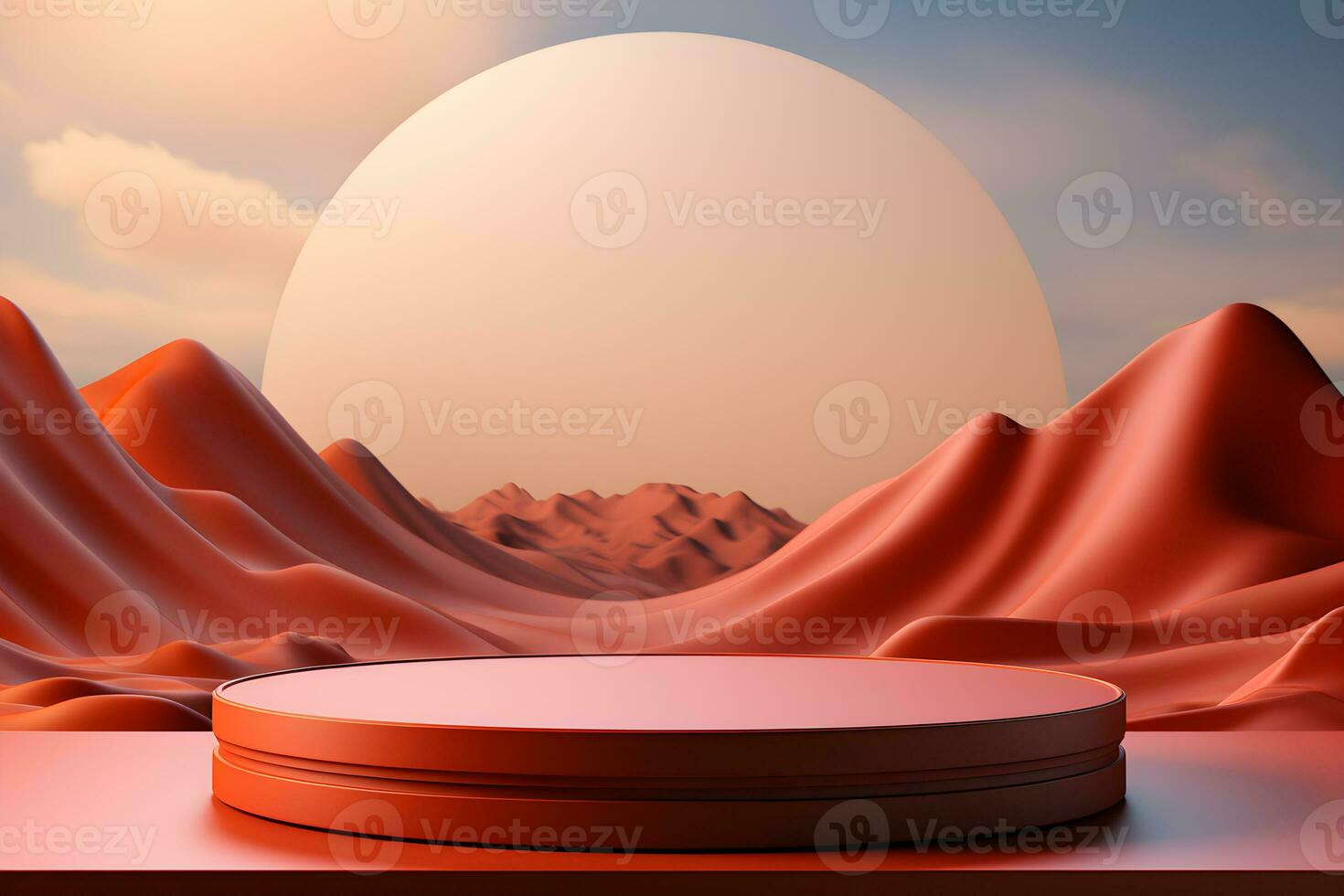 3D realistic podium for product shooting with a lot of space to put a product with Abstract scene concept AI Generative Illustration. photo