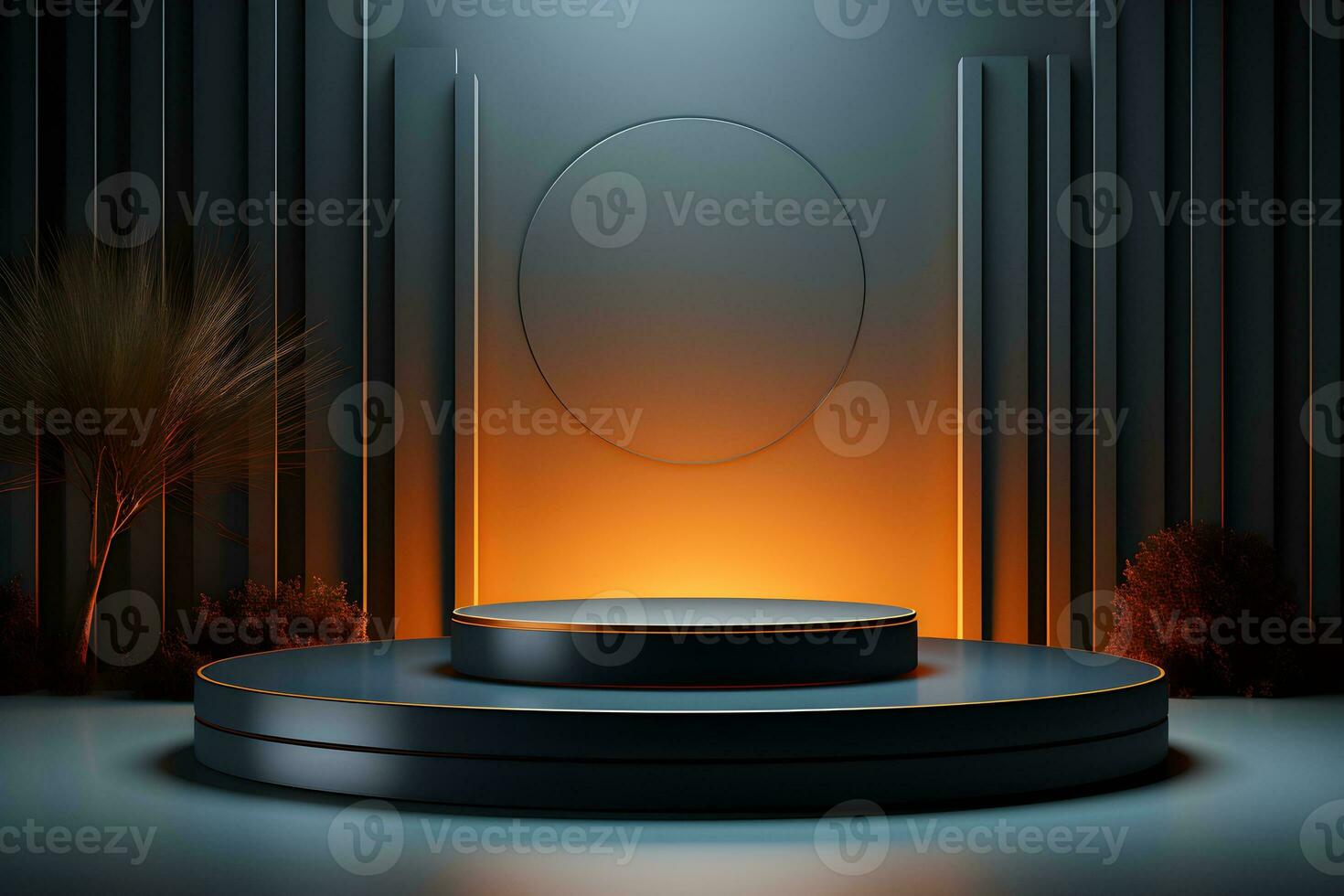 3D realistic podium for product shooting with a lot of space to put a product with Abstract scene concept AI Generative Illustration. photo