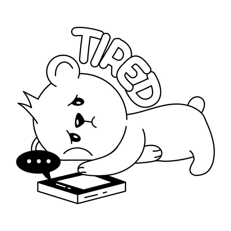 Trendy Tired Bear vector