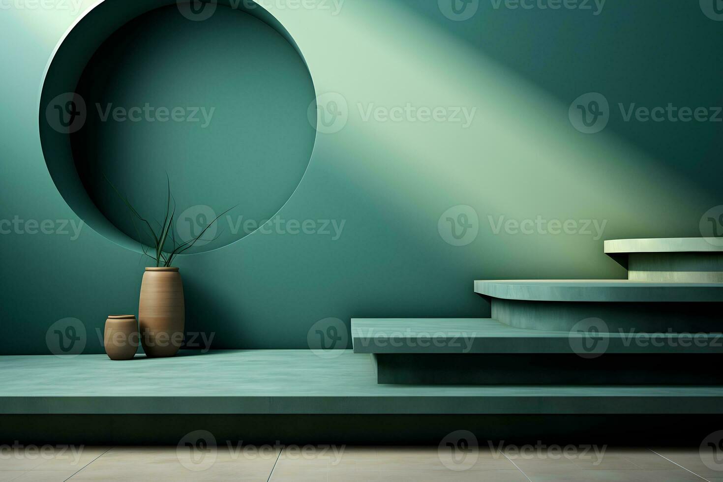3D realistic podium for product shooting with a lot of space to put a product with Abstract scene concept AI Generative Illustration. photo