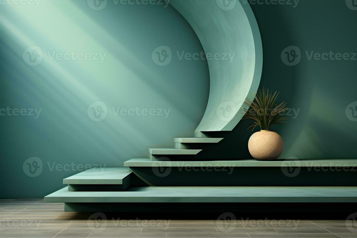 3D realistic podium for product shooting with a lot of space to put a product with Abstract scene concept AI Generative Illustration. photo