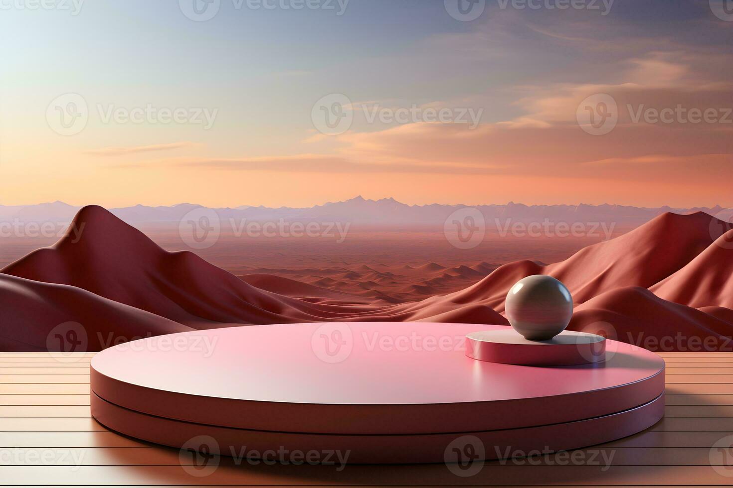 3D realistic podium for product shooting with a lot of space to put a product with Abstract scene concept AI Generative Illustration. photo
