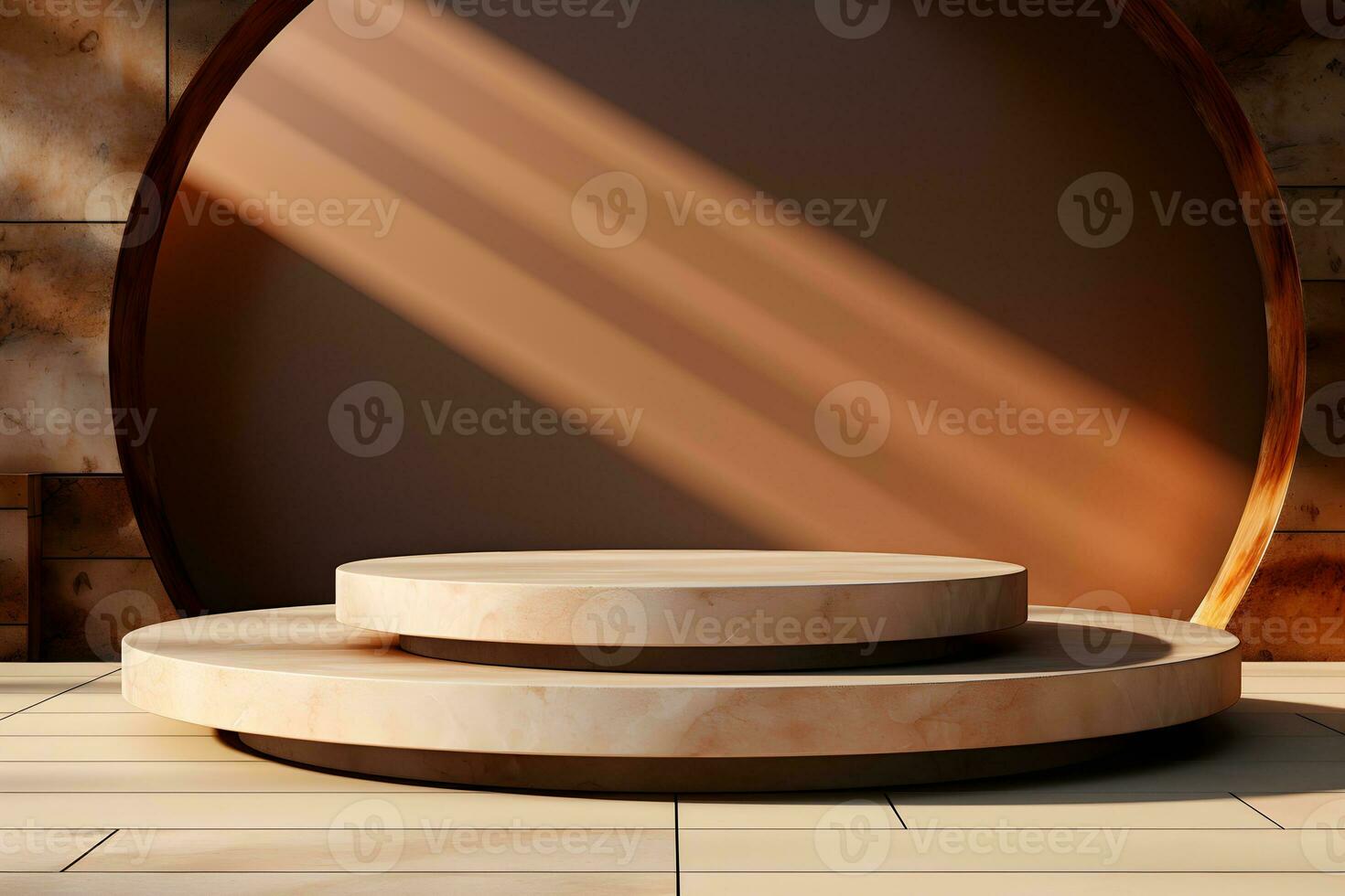 3D realistic podium for product shooting with a lot of space to put a product with Abstract scene concept AI Generative Illustration. photo