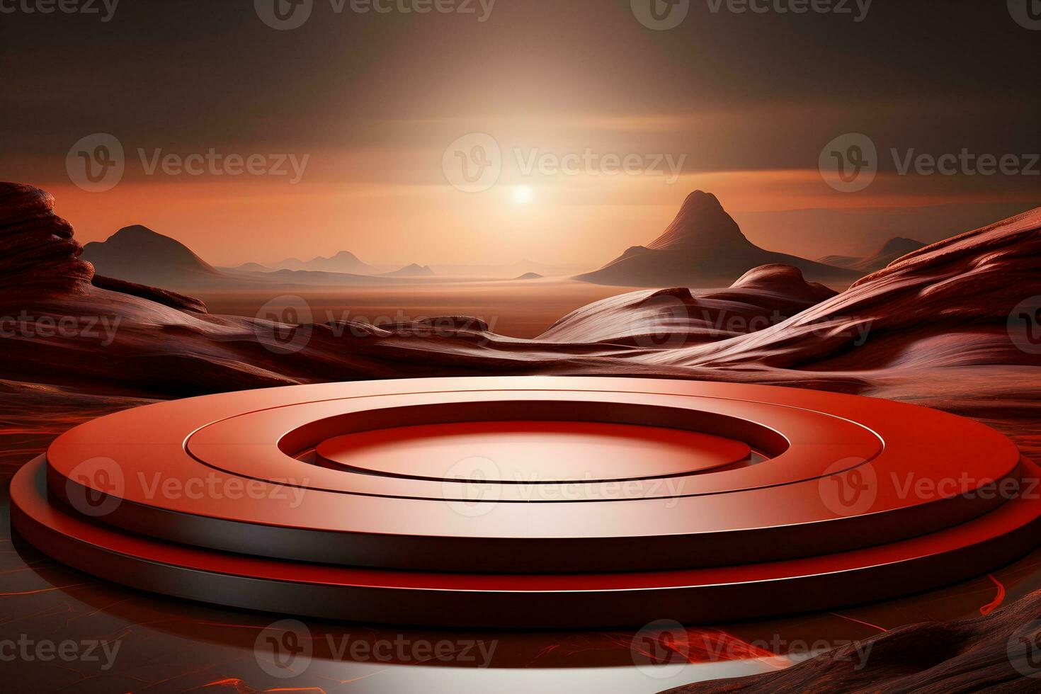 3D realistic podium for product shooting with a lot of space to put a product with Abstract scene concept AI Generative Illustration. photo