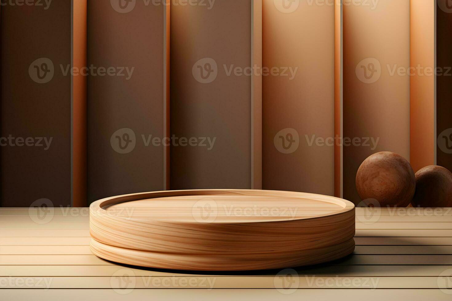 3D realistic podium for product shooting with a lot of space to put a product with Abstract scene concept AI Generative Illustration. photo