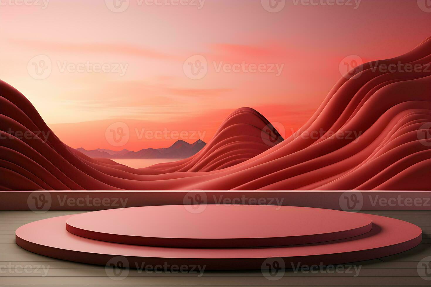3D realistic podium for product shooting with a lot of space to put a product with Abstract scene concept AI Generative Illustration. photo