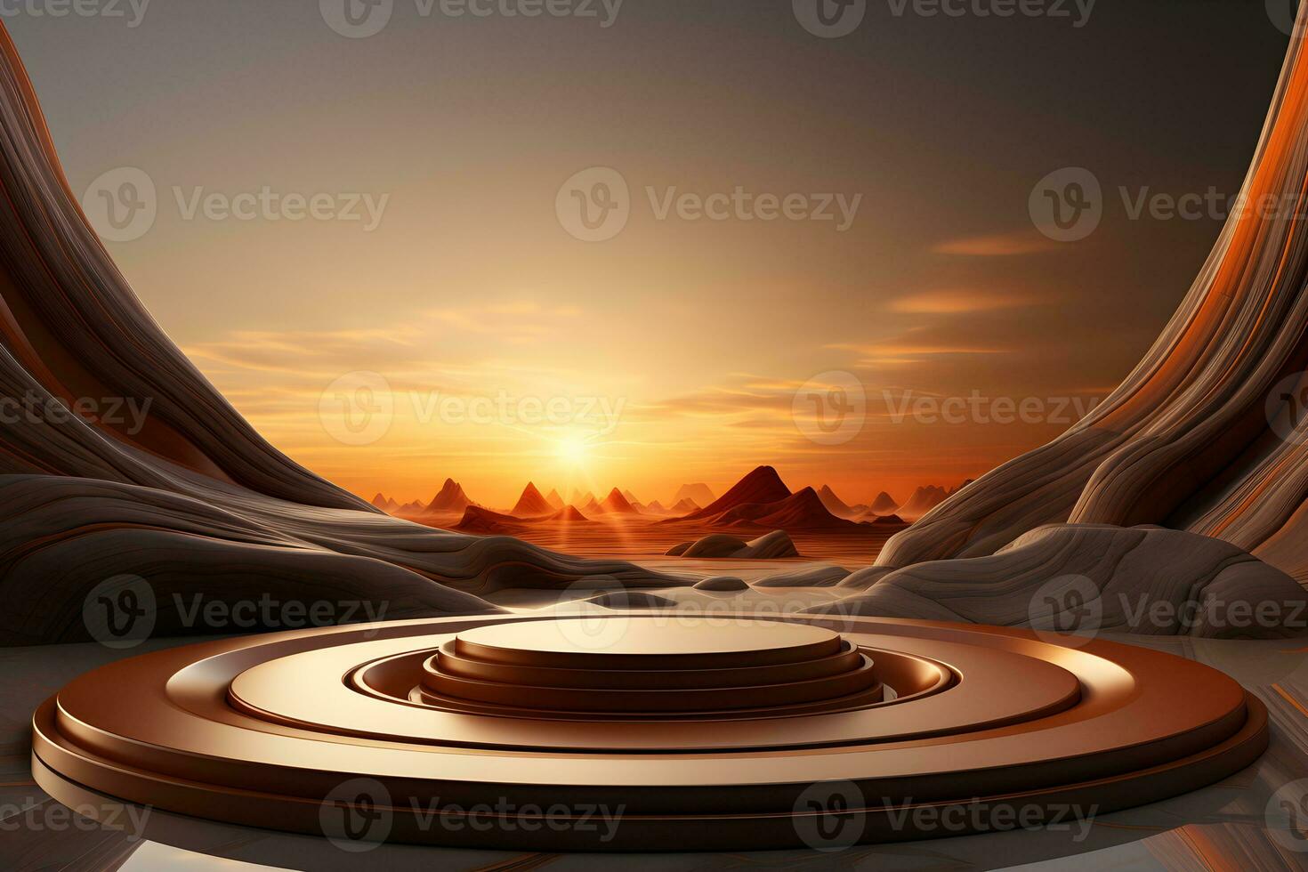 3D realistic podium for product shooting with a lot of space to put a product with Abstract scene concept AI Generative Illustration. photo