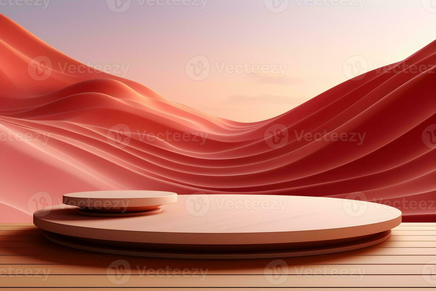 3D realistic podium for product shooting with a lot of space to put a product with Abstract scene concept AI Generative Illustration. photo