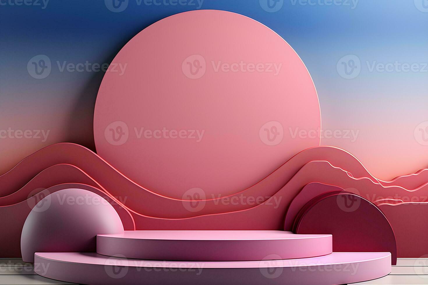 3D realistic podium for product shooting with a lot of space to put a product with Abstract scene concept AI Generative Illustration. photo