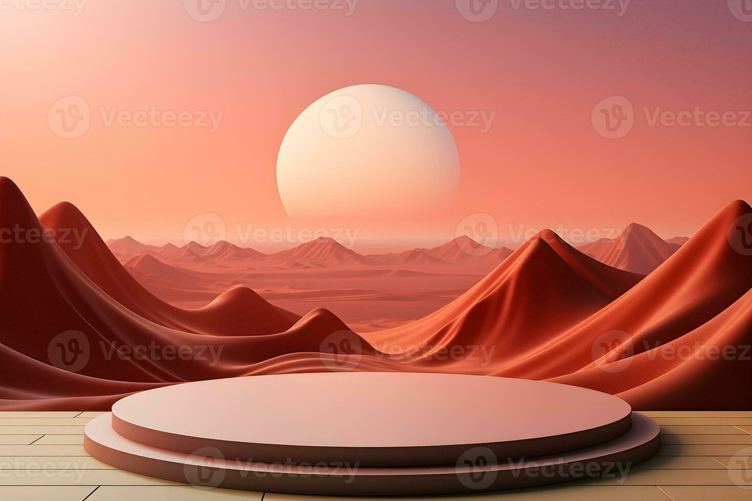 3D realistic podium for product shooting with a lot of space to put a product with Abstract scene concept AI Generative Illustration. photo