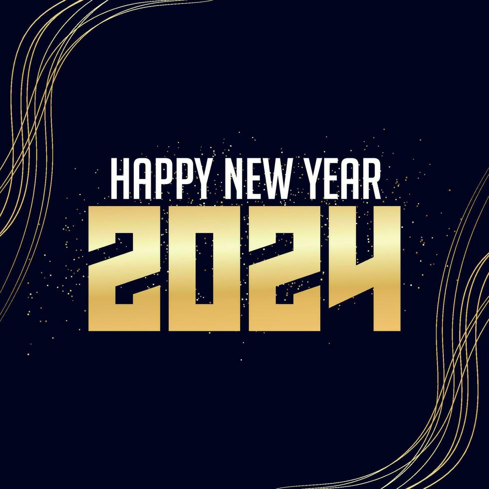 Gold Gradient 2024 Typography Design Template, 2024 Happy New Year Design vector