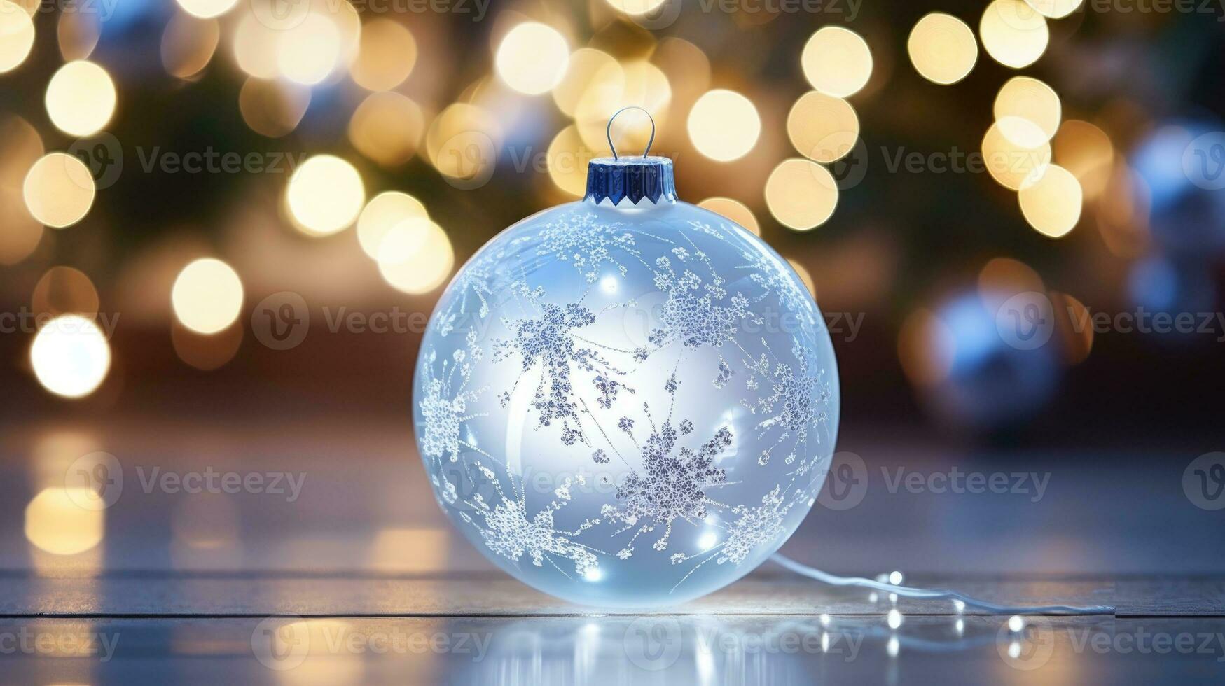 AI Generative Christmas bauble on bokeh background. Christmas and New Year concept photo