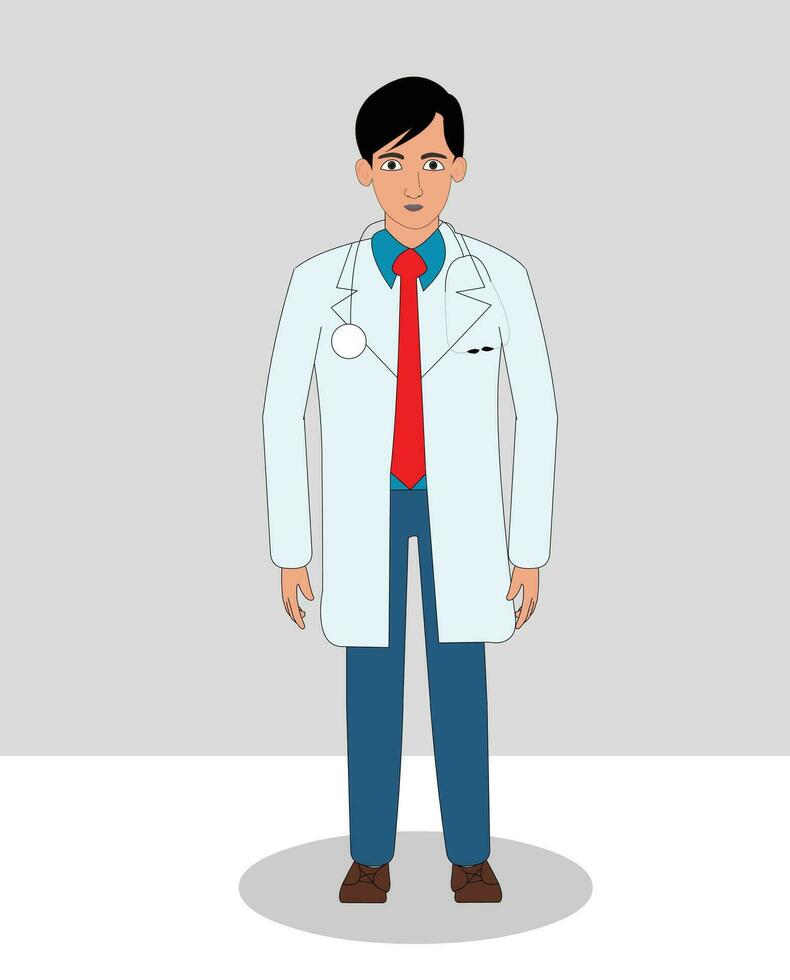 Doctor 2d cartoon character front view vector