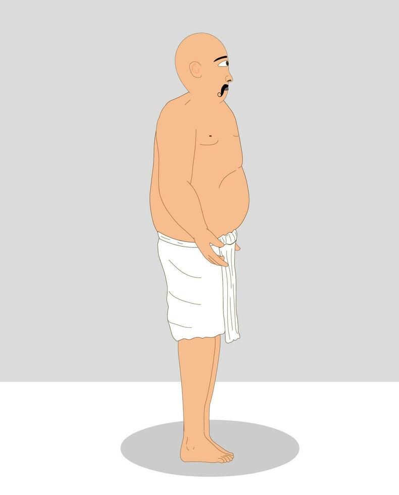 Indian bodybuilder man side view cartoon character design vector