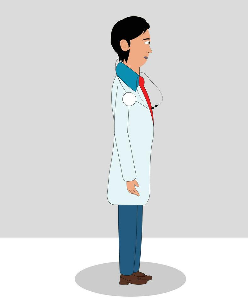 Doctor 2d cartoon character side view vector