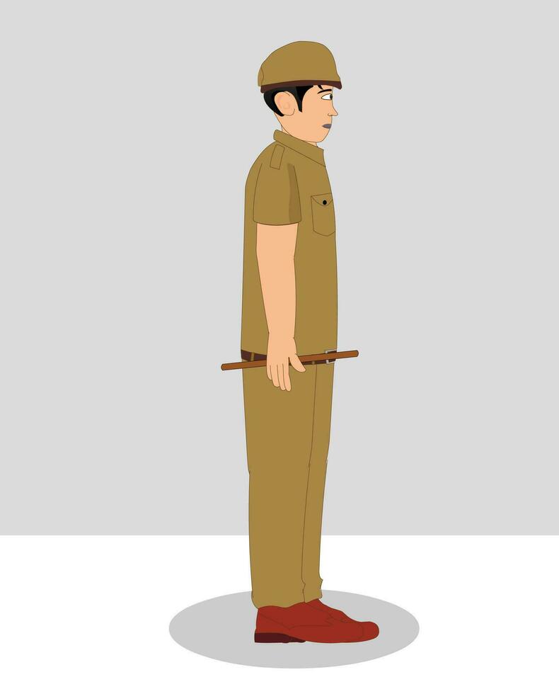 Indian Hawaldar side view cartoon character design vector