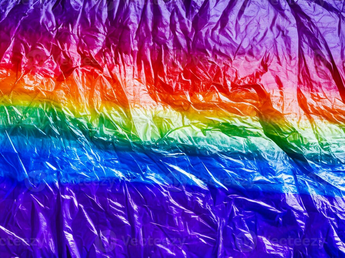 rainbow colored crumpled plastic texture for background. photo