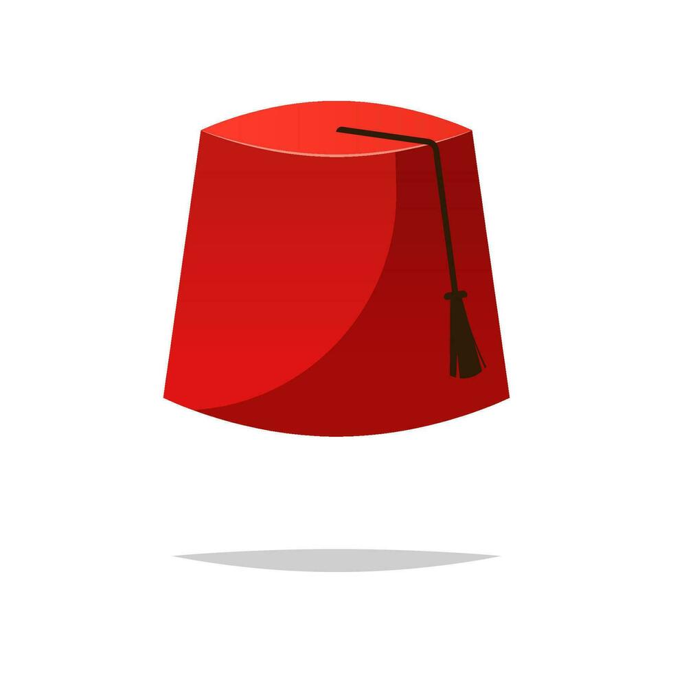 Red fez with black tassel vector isolated