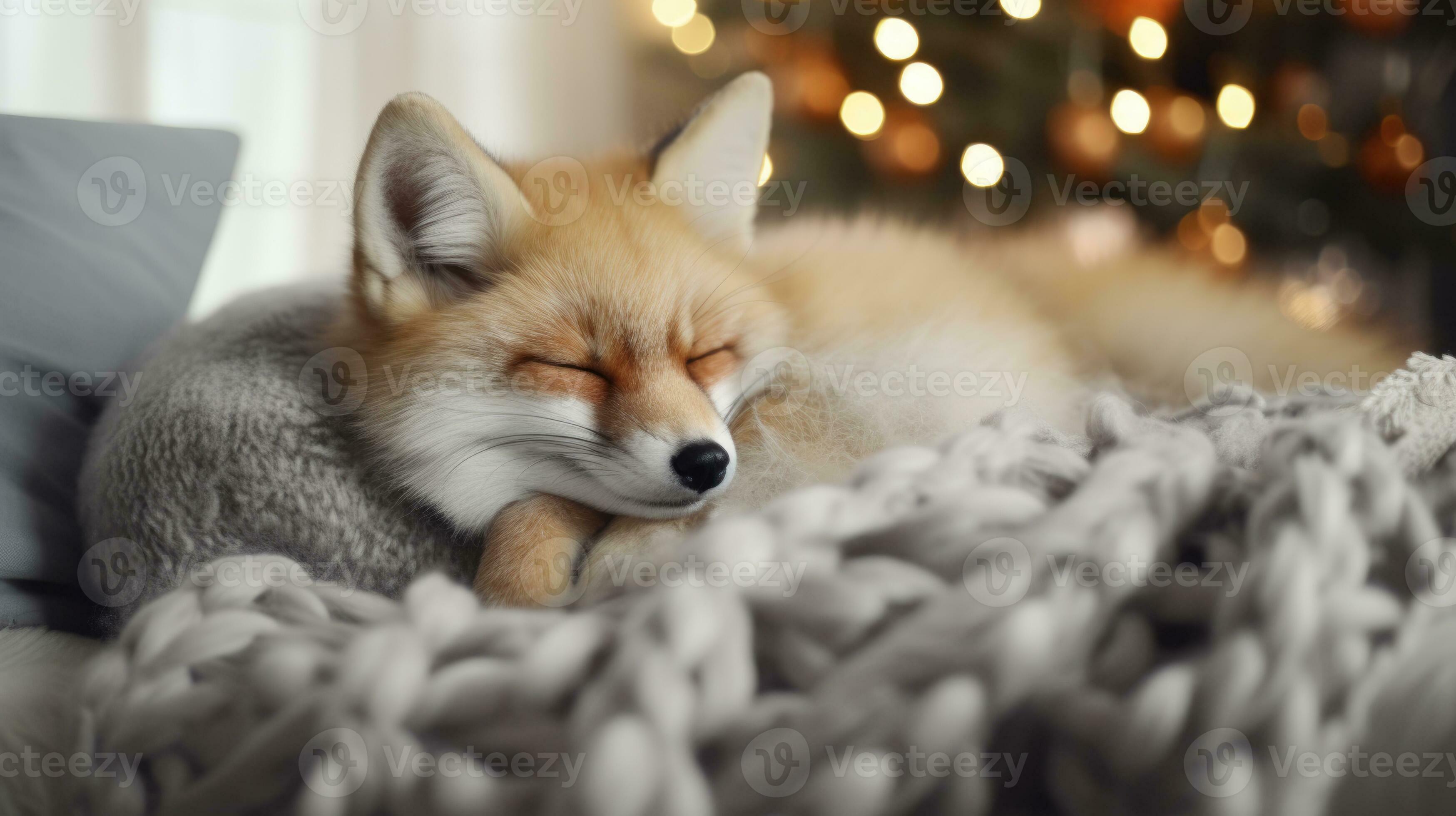 Premium AI Image  three cute felt fox toys on a blurred background