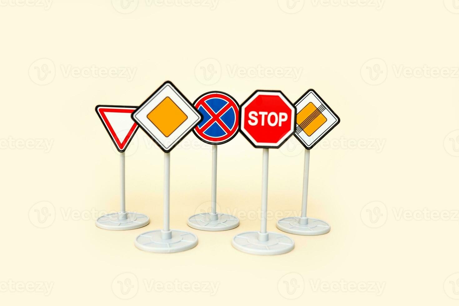 road signs on a light beige background, driving school photo