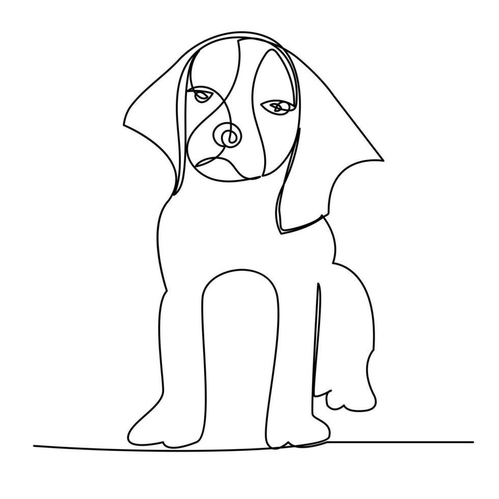 continuo uno línea perro mascota contorno vector Arte dibujo