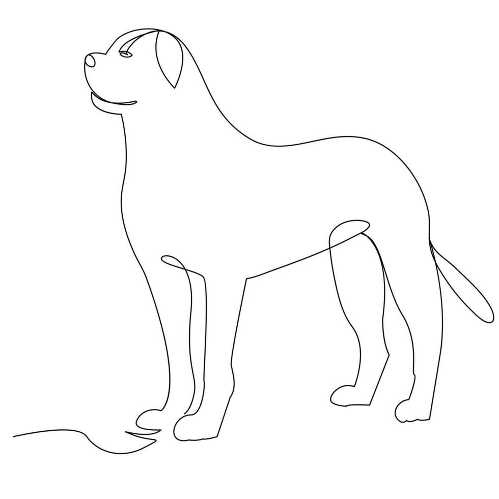 continuo uno línea perro mascota contorno vector Arte dibujo