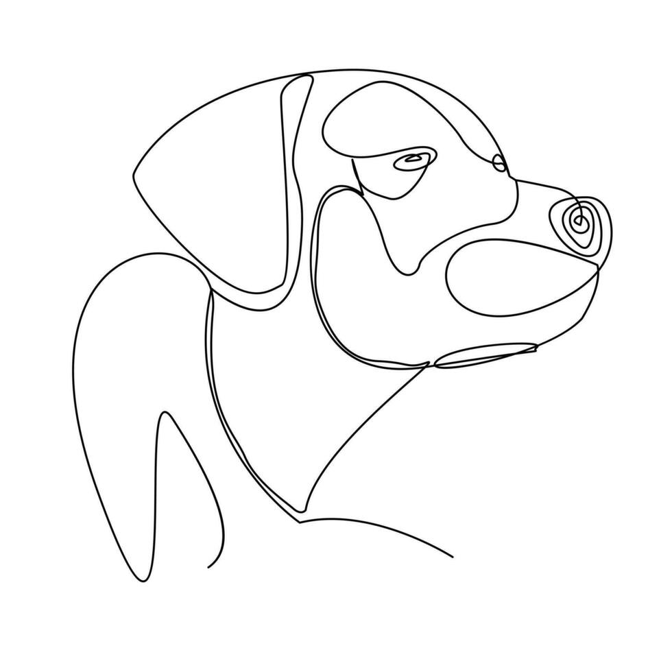 Continuous one line dog pet outline vector art drawing