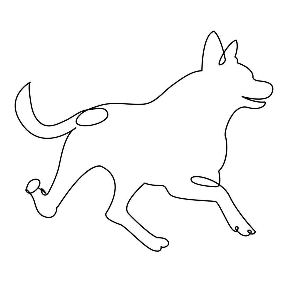 continuo uno línea perro mascota contorno vector Arte dibujo