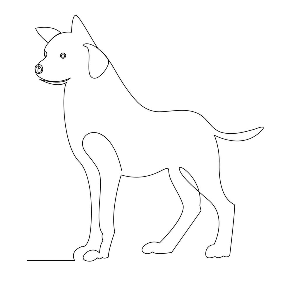 continuo uno línea perro mascota contorno vector Arte dibujo