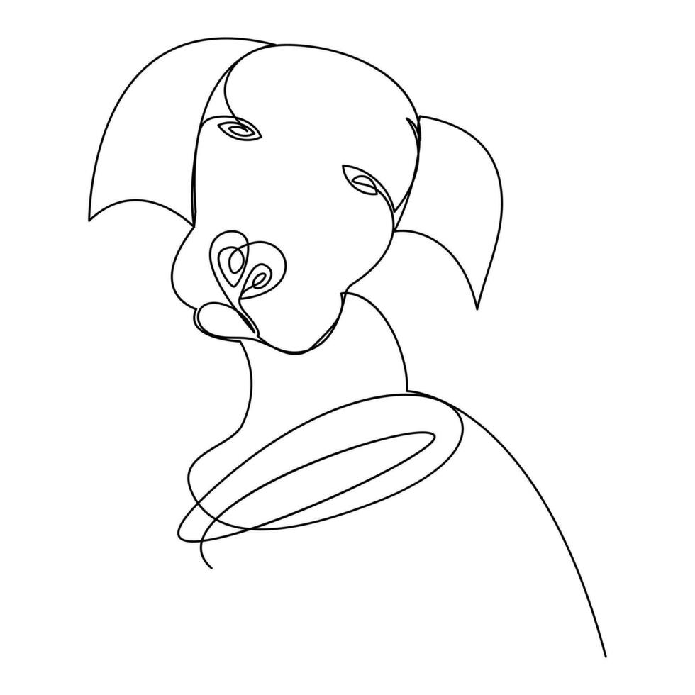 Continuous one line dog pet outline vector art drawing