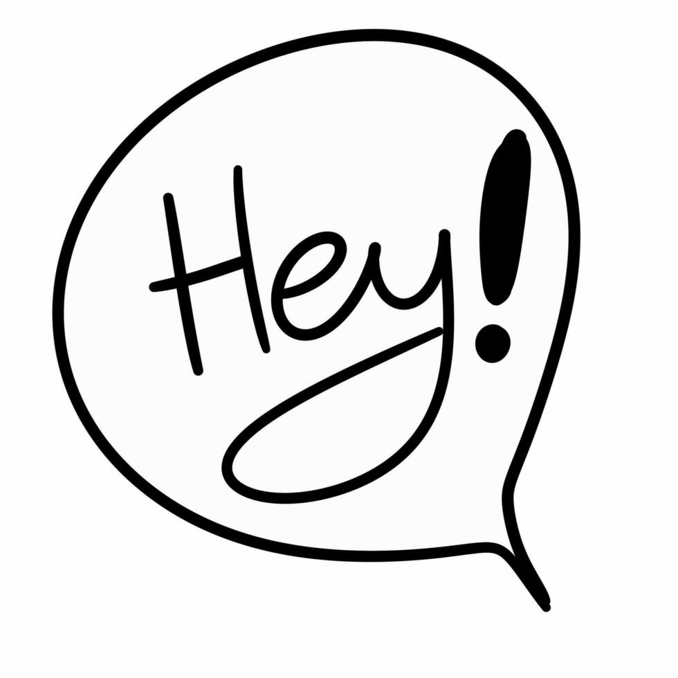 speech bubble cartoon text hello. hand drawn illustration. photo