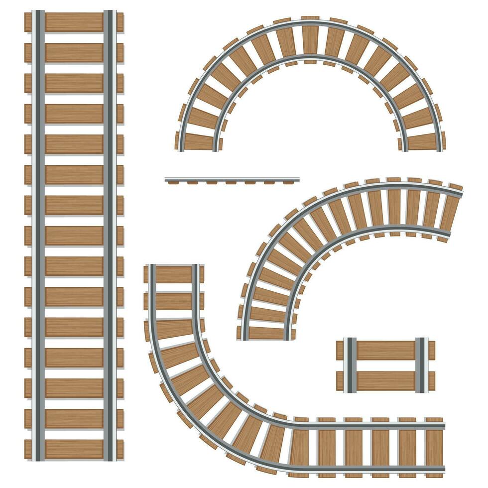 un conjunto de ferrocarril pistas aislado vector elementos de un ferrocarril, rieles de ferrocarril rutas