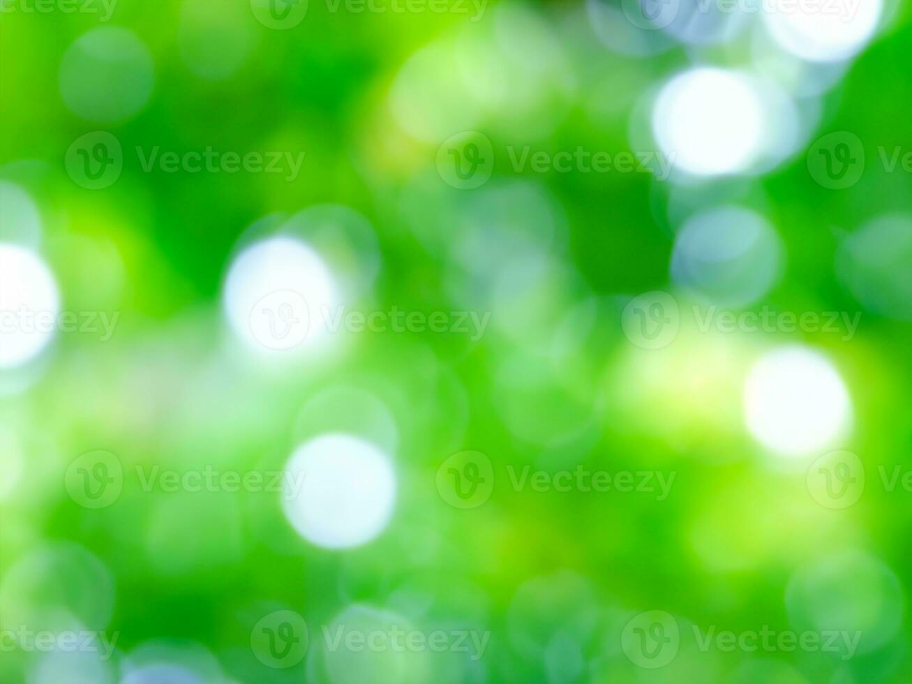 Abstract blurred green color for background, Blur leaves at the health garden outdoor and white bubble focus. photo