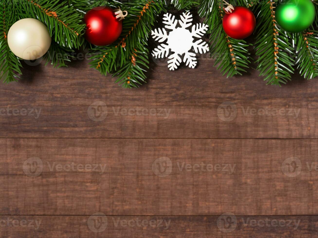 Christmas decoration on wooden background photo