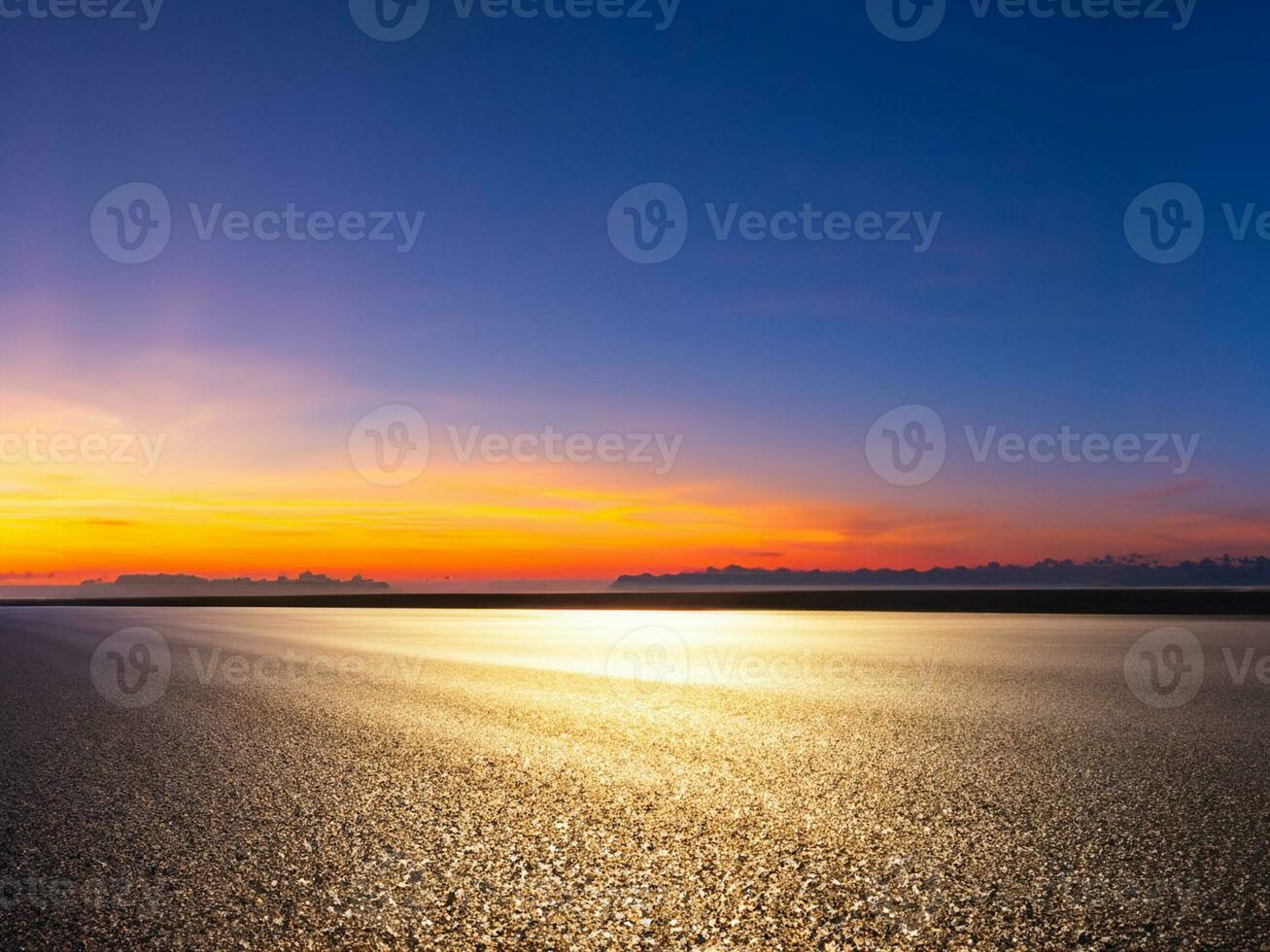 Empty asphalt road and beautiful sky at sunset, panoramic view. photo