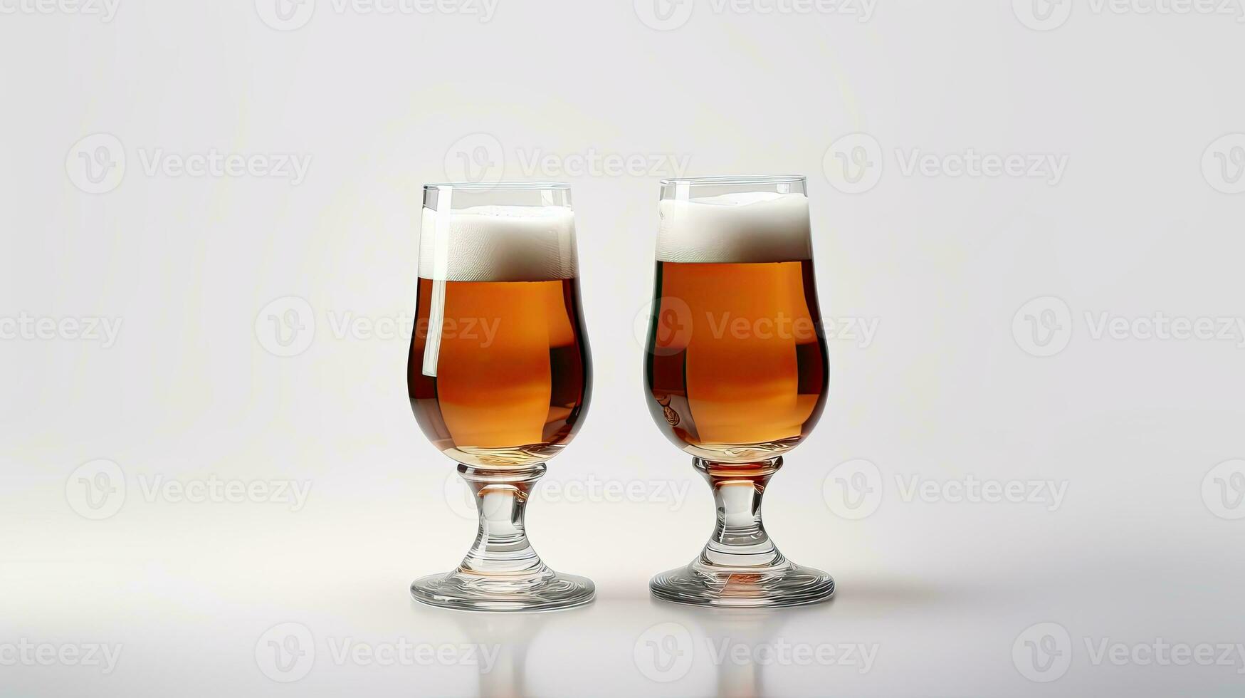AI Generative Two glasses of beer on a white background. photo