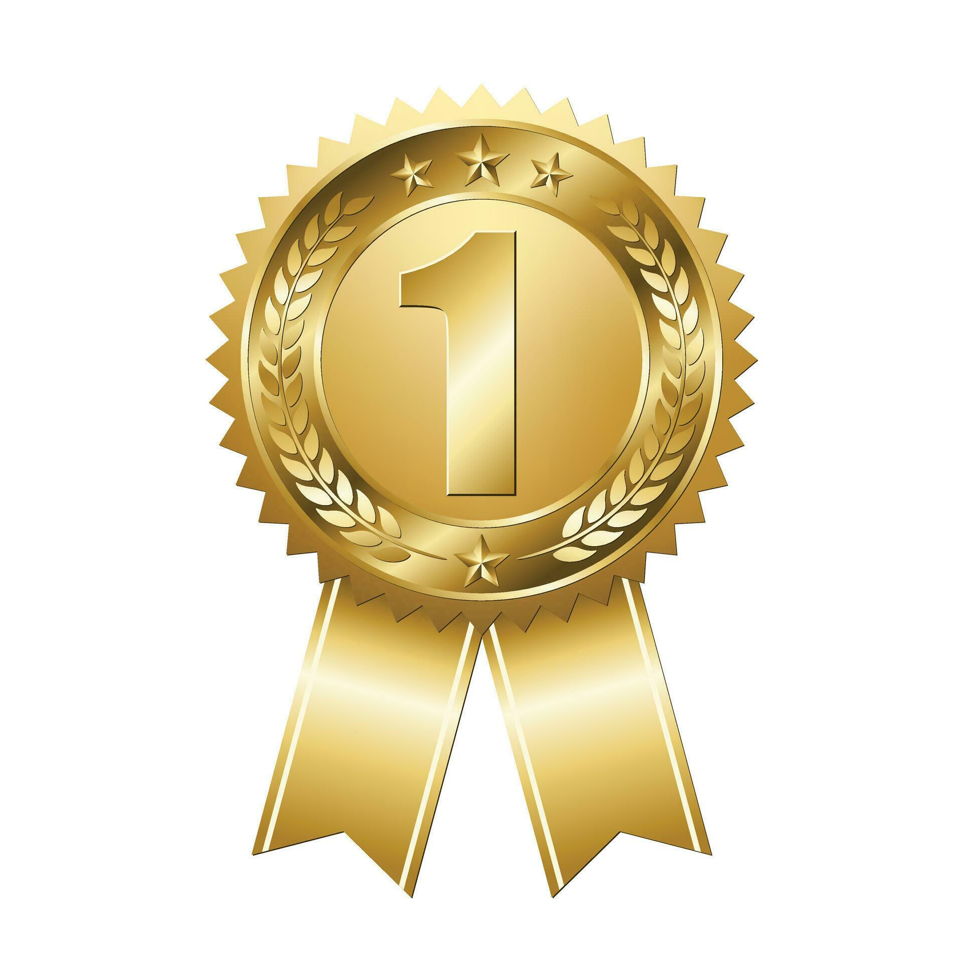 First prize gold medal on isolated white background Award badge with First prize gold medal on isolated white background Award badge with