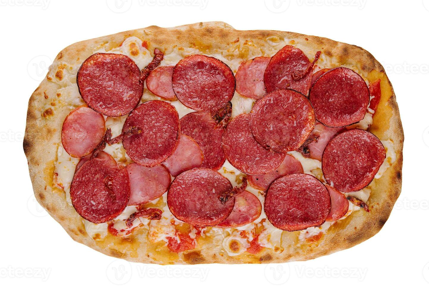 Pepperoni pizza, isolated on white background photo