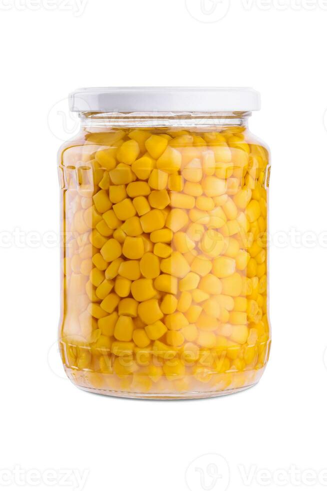 Organic corn in a mason jar isolated photo
