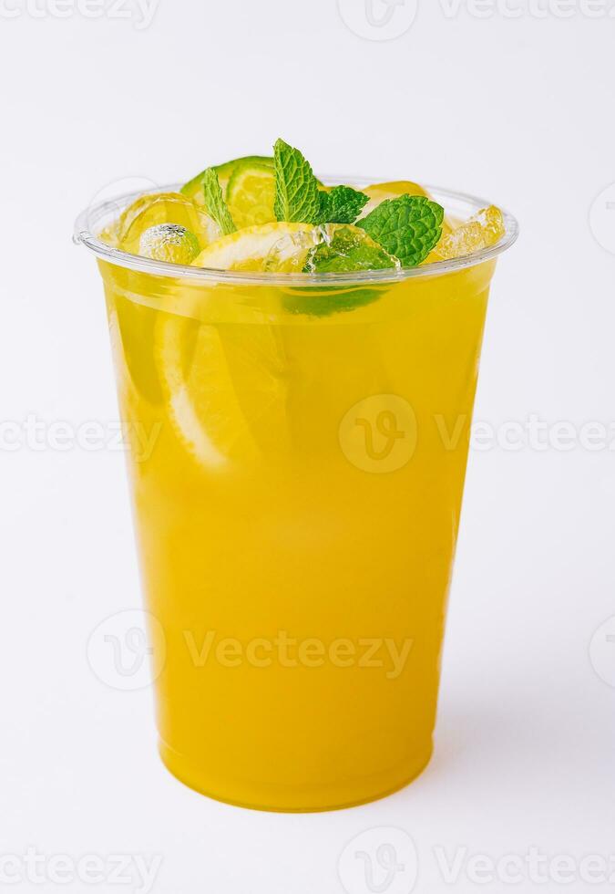 Chinese plum juice with ice and mint photo