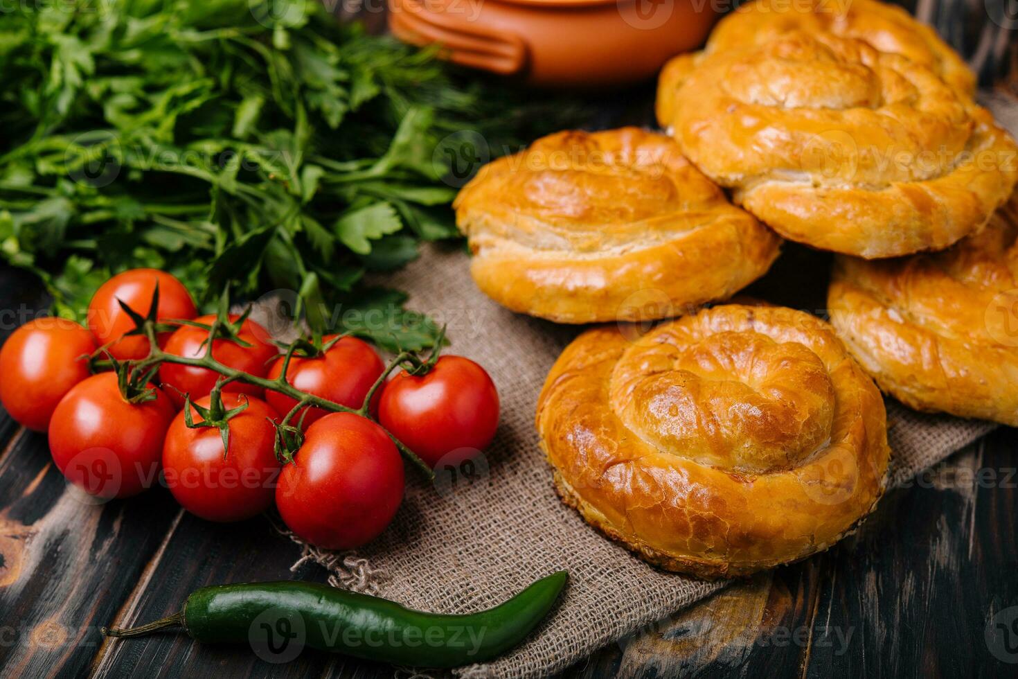 Delicious homemade cornish pasties with beef and potato photo