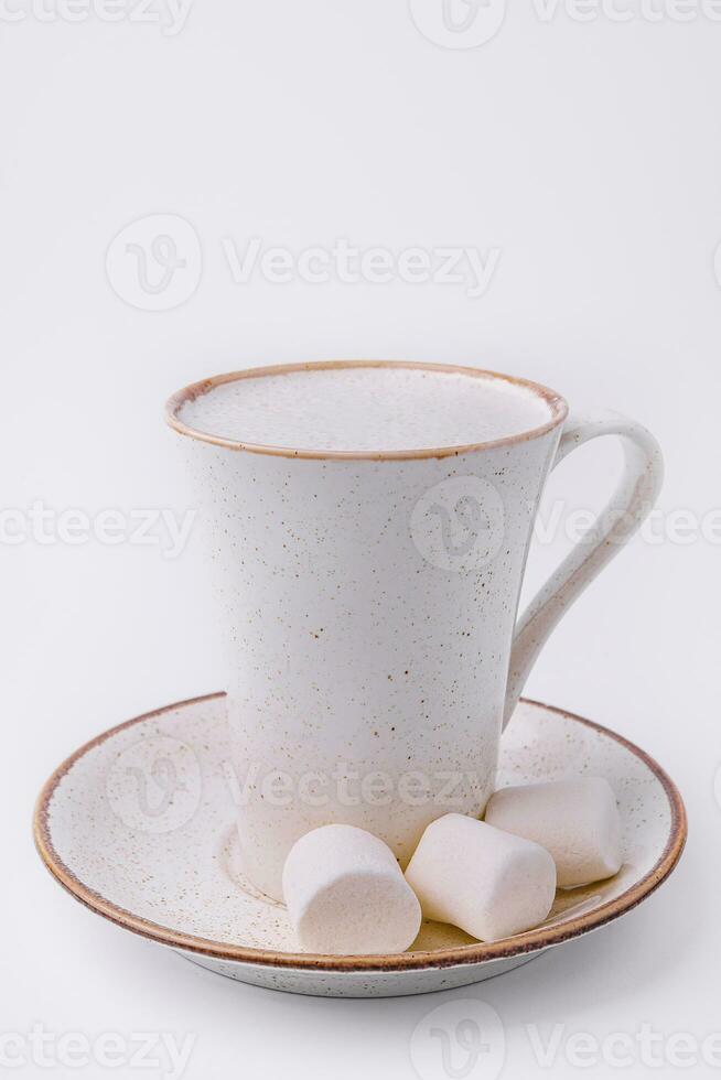 cup of hot cocoa with marshmallows isolated on white background photo