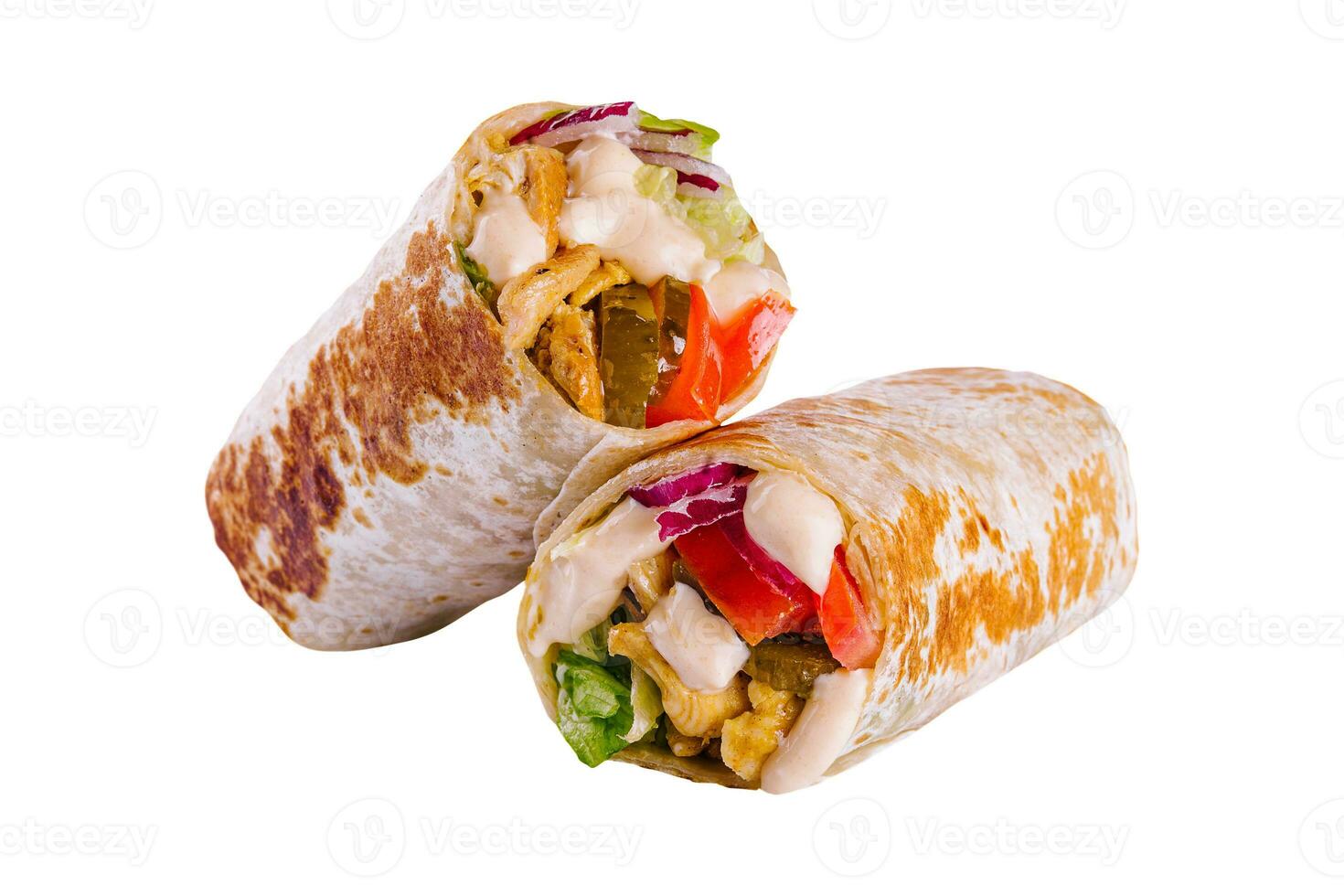 shawarma emparedado aislado en blanco antecedentes foto