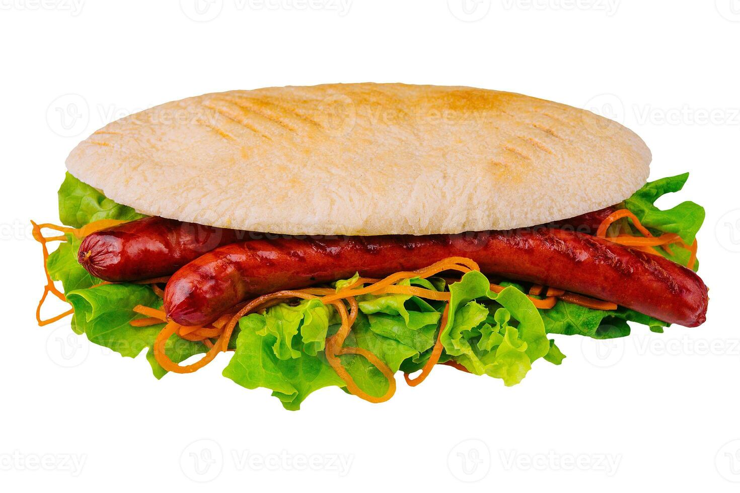 Hot dog - sandwich with sausage in pita photo