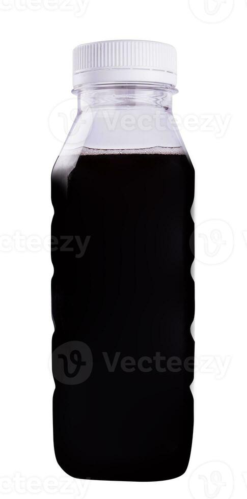 Blackberry and blueberry detox juice in plastic bottle photo