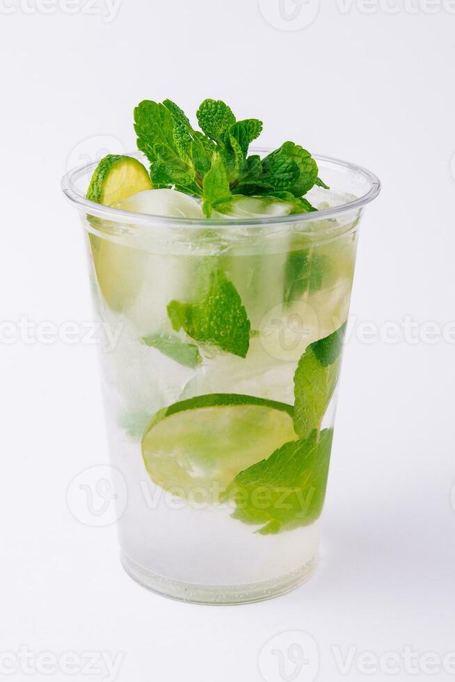 Fresh mojito drink on white background photo